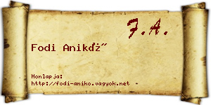 Fodi Anikó névjegykártya